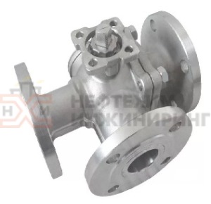 Кран шаровой разборный трехходовой полнопроходной фланцевый с редуктором КШ-Р.ТХ.ПП.Ф.РД.НХИ.200.040.01.У Ду 200 Ру 40 кгс/см², корпус ст. 20, класс герметичности «А» по ГОСТ 9544-2015