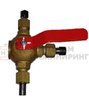 Кран шаровой разборный трехходовой полнопроходной штуцерно-ниппельный ручной КШ-Р.ТХ.ПП.ШН.Р.НХИ.025.063.01.У Ду 25 Ру 63 кгс/см², корпус ст. 20, класс герметичности «А» по ГОСТ 9544-2015