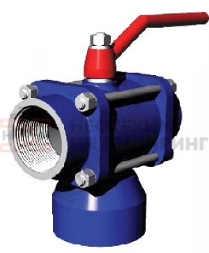 Кран шаровой разборный трехходовой неполнопроходной муфтовый ручной КШ-Р.ТХ.НП.М.Р.НХИ.065/050.025.02.ХЛ1 Ду 65/50 Ру 25 кгс/см², корпус ст. 09Г2С, класс герметичности «А» по ГОСТ 9544-2015