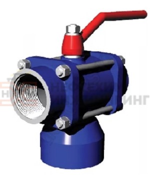 Кран шаровой разборный трехходовой полнопроходной муфтовый ручной КШ-Р.ТХ.ПП.М.Р.НХИ.032.040.01.У Ду 32 Ру 40 кгс/см², корпус ст. 20, класс герметичности «А» по ГОСТ 9544-2015