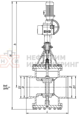 Клапан регулирующий под приварку с электроприводом (ПЭМ-Б2У) 14с-76-25Э Ду 400 Ру 25 кгс/см²  Т425 °С, корпус ст. 20