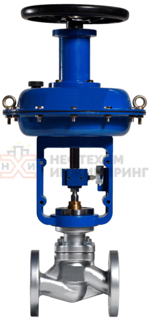 Клапан регулирующий односедельный "до себя" нормально закрытый фланцевый 25с52нж Ду 200 Ру 16 кгс/см² У1 (Kvy - 630? м³/ч) с МИМ, корпус ст. 25Л