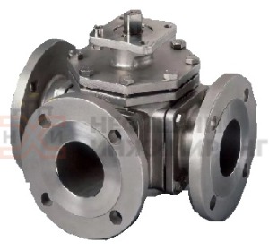 Кран шаровой разборный трехходовой полнопроходной фланцевый с редуктором КШ-Р.ТХ.ПП.Ф.РД.НХИ.200.040.03.УХЛ1 Ду 200 Ру 40 кгс/см², корпус ст. 12Х18Н10Т, класс герметичности «А» по ГОСТ 9544-2015