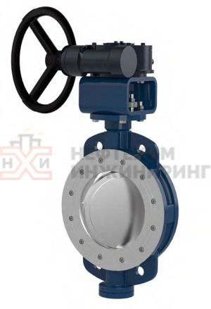 Затвор дисковый поворотный с двойным эксцентриситетом межфланцевый с гладкими проушинами двусторонний с редуктором ЗДП-ДЭМФ.МФГП.ДС.РД.НХИ.250.016.06.04.04.УХЛ1 Ду 250 Ру 16 кгс/см²