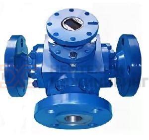 Кран шаровой разборный трехходовой полнопроходной фланцевый с редуктором КШ-Р.ТХ.ПП.Ф.РД.НХИ.200.040.02.ХЛ1 Ду 200 Ру 40 кгс/см², корпус ст. 09Г2С, класс герметичности «А» по ГОСТ 9544-2015