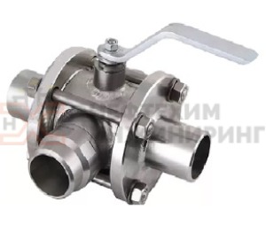 Кран шаровой разборный трехходовой полнопроходной под приварку ручной КШ-Р.ТХ.ПП.П.Р.НХИ.100.040.03.УХЛ1 Ду 100 Ру 40 кгс/см², корпус ст. 12Х18Н10Т, класс герметичности «А» по ГОСТ 9544-2015