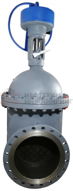 Задвижка клиновая литая с невыдвижным шпинделем фланцевая с редуктором 30с527нж Ду 300 Ру 25 кгс/см² У1, корпус ст. 20Л, класс герметичности «А» по ГОСТ 9544-2015