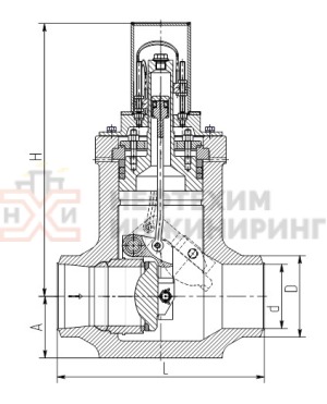Клапан (затвор) обратный под приварку 943-125-0 Ду 125 Ру 200 кгс/см²  Т350 °С, корпус ст. 08Х18Н10Т