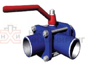 Кран шаровой разборный трехходовой неполнопроходной под приварку ручной КШ-Р.ТХ.НП.П.Р.НХИ.125/100.040.02.ХЛ1 Ду 125/100 Ру 40 кгс/см², корпус ст. 09Г2С, класс герметичности «А» по ГОСТ 9544-2015