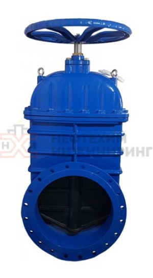 Задвижка с обрезиненным клином литая с невыдвижным шпинделем фланцевая ручная 30ч39р Ду 300 Ру 16 кгс/см² У3, корпус чугун, класс герметичности «А» по ГОСТ 9544-2015