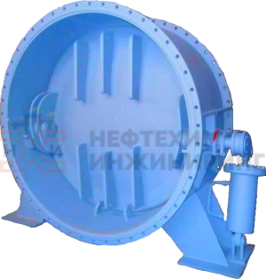 Клапан обратный поворотный с демпфером фланцевый 19нж20р Ду 1400 Ру 10 кгс/см² У1, корпус ст. 08Х18Н10