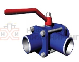 Кран шаровой разборный трехходовой полнопроходной под приварку ручной КШ-Р.ТХ.ПП.П.Р.НХИ.025.100.01.У Ду 25 Ру 100 кгс/см², корпус ст. 20, класс герметичности «А» по ГОСТ 9544-2015