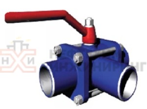 Кран шаровой разборный трехходовой полнопроходной муфтовый ручной КШ-Р.ТХ.ПП.М.Р.НХИ.032.063.01.У Ду 32 Ру 63 кгс/см², корпус ст. 20, класс герметичности «А» по ГОСТ 9544-2015