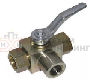 Кран шаровой разборный трехходовой полнопроходной муфтовый ручной КШ-Р.ТХ.ПП.М.Р.НХИ.010.063.03.УХЛ1 Ду 10 Ру 63 кгс/см², корпус ст. 12Х18Н10Т, класс герметичности «А» по ГОСТ 9544-2015