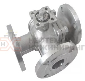 Кран шаровой разборный трехходовой полнопроходной фланцевый с редуктором КШ-Р.ТХ.ПП.Ф.РД.НХИ.200.100.01.У Ду 200 Ру 100 кгс/см², корпус ст. 20, класс герметичности «А» по ГОСТ 9544-2015