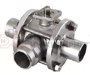 Кран шаровой разборный трехходовой полнопроходной под приварку с редуктором КШ-Р.ТХ.ПП.П.РД.НХИ.150.100.03.УХЛ1 Ду 150 Ру 100 кгс/см², корпус ст. 12Х18Н10Т, класс герметичности «А» по ГОСТ 9544-2015