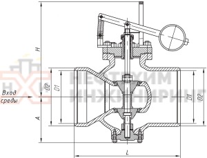 Клапан регулирующий под приварку ручной 14с-73-20-3 Ду 300 Ру 63 кгс/см²  Т425 °С, корпус ст. 20