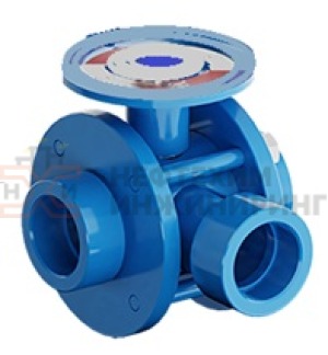 Кран шаровой разборный трехходовой полнопроходной под приварку с редуктором КШ-Р.ТХ.ПП.П.РД.НХИ.200.100.02.ХЛ1 Ду 200 Ру 100 кгс/см², корпус ст. 09Г2С, класс герметичности «А» по ГОСТ 9544-2015