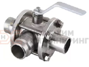 Кран шаровой разборный трехходовой полнопроходной под приварку ручной КШ-Р.ТХ.ПП.П.Р.НХИ.025.063.03.УХЛ1 Ду 25 Ру 63 кгс/см², корпус ст. 12Х18Н10Т, класс герметичности «А» по ГОСТ 9544-2015