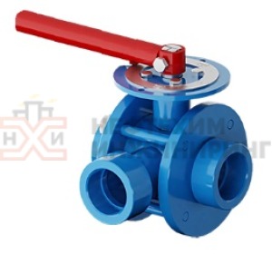 Кран шаровой разборный трехходовой неполнопроходной под приварку ручной КШ-Р.ТХ.НП.П.Р.НХИ.125/100.160.02.ХЛ1 Ду 125/100 Ру 160 кгс/см², корпус ст. 09Г2С, класс герметичности «А» по ГОСТ 9544-2015