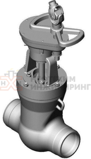 Задвижка запорная под приварку с цилиндрическим редуктором Т-116бс Ду 150 Ру 100 кгс/см²  Т450 °С, корпус ст. 25Л