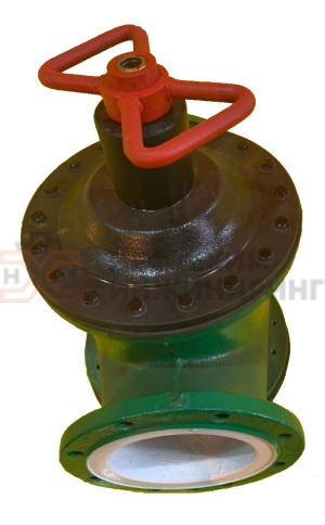 Клапан запорный мембранный фланцевый ""до себя"" нормально закрытый 22ч7п Ду 100 Ру 6 кгс/см² У3, корпус чугун, класс герметичности «А» по ГОСТ 9544-2015