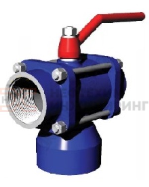 Кран шаровой разборный трехходовой неполнопроходной муфтовый ручной КШ-Р.ТХ.НП.М.Р.НХИ.065/050.160.01.У Ду 65/50 Ру 160 кгс/см², корпус ст. 20, класс герметичности «А» по ГОСТ 9544-2015