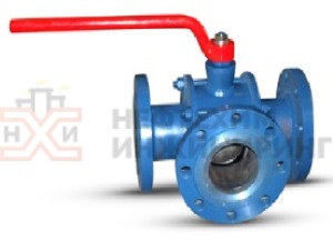 Кран шаровой разборный трехходовой полнопроходной фланцевый ручной КШ-Р.ТХ.ПП.Ф.Р.НХИ.010.160.01.У Ду 10 Ру 160 кгс/см², корпус ст. 20, класс герметичности «А» по ГОСТ 9544-2015