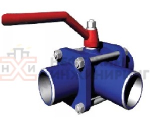 Кран шаровой разборный трехходовой неполнопроходной под приварку ручной КШ-Р.ТХ.НП.П.Р.НХИ.100/080.100.02.ХЛ1 Ду 100/80 Ру 100 кгс/см², корпус ст. 09Г2С, класс герметичности «А» по ГОСТ 9544-2015