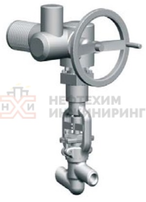 Клапан (вентиль) запорный под приварку с электроприводом (792-Э-0а-01) 1054-40-Э Ду 40 Ру 373 кгс/см²  Т280 °С , корпус ст. 20