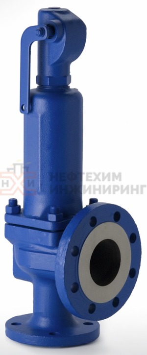 Клапан предохранительный пружинный сальниковый фланцевый с приспособлением для принудительного открытия СППК4Р 50-16 17лс17нж Ду 50/80 Ру 16/6 кгс/см² ХЛ1, корпус ст. 20ГЛ, класс герметичности «В» по ГОСТ 9544-2015