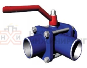 Кран шаровой разборный трехходовой полнопроходной под приварку ручной КШ-Р.ТХ.ПП.П.Р.НХИ.020.160.02.ХЛ1 Ду 20 Ру 160 кгс/см², корпус ст. 09Г2С, класс герметичности «А» по ГОСТ 9544-2015