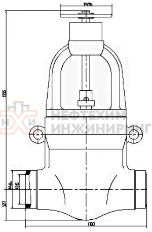 Задвижка запорная под приварку ручная 963-300-ГИ Ду 300 Ру 250 кгс/см²  Т545 °С, корпус ст. 15Х1М1Ф