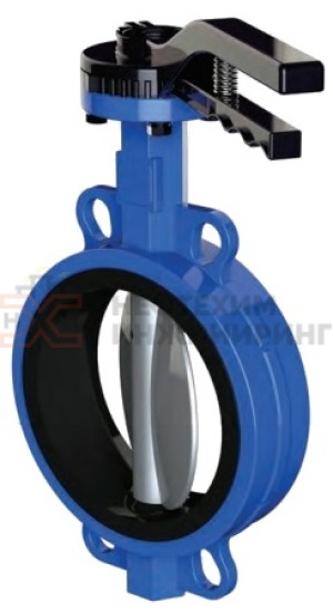 Затвор дисковый поворотный с симметричным диском и уплотнением из эластомера межфланцевый с гладкими проушинами двусторонний ручной ЗДП-СДУЭ.МФГП.ДС.Р.НХИ.100.016.03.06.06.У3.1 Ду 100 Ру 16 кгс/см²