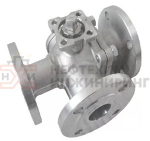 Кран шаровой разборный трехходовой полнопроходной фланцевый с редуктором КШ-Р.ТХ.ПП.Ф.РД.НХИ.200.160.01.У Ду 200 Ру 160 кгс/см², корпус ст. 20, класс герметичности «А» по ГОСТ 9544-2015