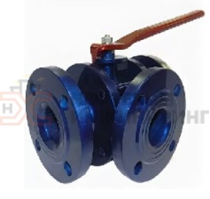 Кран шаровой разборный трехходовой полнопроходной фланцевый ручной КШ-Р.ТХ.ПП.Ф.Р.НХИ.125.160.02.ХЛ1 Ду 125 Ру 160 кгс/см², корпус ст. 09Г2С, класс герметичности «А» по ГОСТ 9544-2015