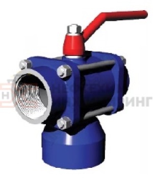 Кран шаровой разборный трехходовой неполнопроходной муфтовый ручной КШ-Р.ТХ.НП.М.Р.НХИ.065/050.160.02.ХЛ1 Ду 65/50 Ру 160 кгс/см², корпус ст. 09Г2С, класс герметичности «А» по ГОСТ 9544-2015