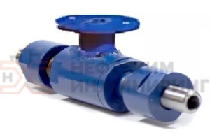 Кран шаровой разборный проходной полнопроходной штуцерно-ниппельный под электропривод КШ-Р.П.ПП.ШН.ЭП.НХИ.015.016.02.ХЛ1 Ду 15 Ру 16 кгс/см², корпус ст. 09Г2С, класс герметичности «А» по ГОСТ 9544-2015