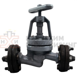 Клапан запорный сальниковый фланцевый ручной 15с52нж10 DN 15 PN 6,3 МПа У1, корпус ст. 25Л, класс герметичности «А» по ГОСТ 9544-2015, в комплекте с ответными фланцами Cт. 20 ГОСТ 33259-2015, крепежом и прокладками