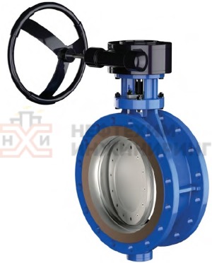 Затвор дисковый поворотный с тройным эксцентриситетом фланцевый односторонний с редуктором ЗДП-ТЭ.Ф.ОС.РД.НХИ.080.025.05.03.03.УХЛ1 Ду 80 Ру 25 кгс/см²