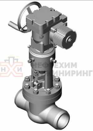 Задвижка запорная под приварку с электроприводом (MODACT MON 52031.2222N) 2с-30-2ЭК Ду 100 Ру 100 кгс/см²  Т450 °С, корпус ст. 25Л