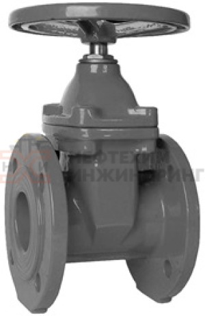 Задвижка с обрезиненным клином литая с невыдвижным шпинделем фланцевая ручная 30ч39р Ду 80 Ру 16 кгс/см² У3, корпус чугун, класс герметичности «А» по ГОСТ 9544-2015