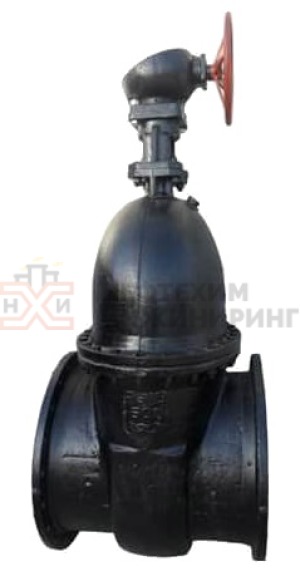 Задвижка клиновая литая с невыдвижным шпинделем фланцевая с редуктором 30ч530бр Ду 600 Ру 10 кгс/см² У3, корпус чугун, класс герметичности «D» по ГОСТ 9544-2015