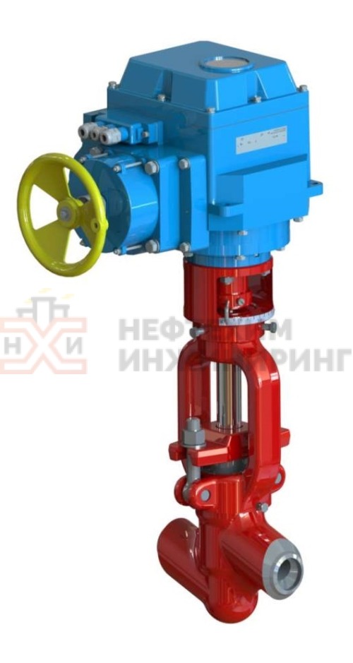 Клапан регулирующий под приварку с электроприводом (МЭП-25000/100-50-У-99) 10с-5-4-1Э DN 50 PN 25,0 МПа Т350 °С, корпус ст. 20