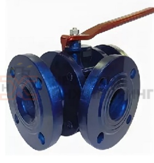 Кран шаровой разборный трехходовой неполнопроходной фланцевый ручной КШ-Р.ТХ.НП.Ф.Р.НХИ.125/100.016.02.ХЛ1 DN 125/100 PN 1,6 МПа, корпус ст. 09Г2С, класс герметичности «А» по ГОСТ 9544-2015