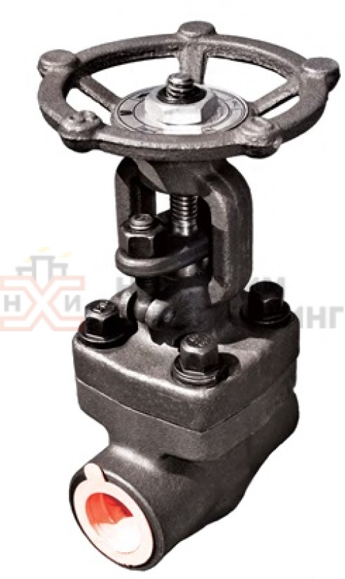 Задвижка кованая стальная клиновая с выдвижным шпинделем муфтовая ручная 30лс15нж DN 15 PN 4,0 МПа ХЛ1, корпус ст. 09Г2С, класс герметичности «А» по ГОСТ 9544-2015