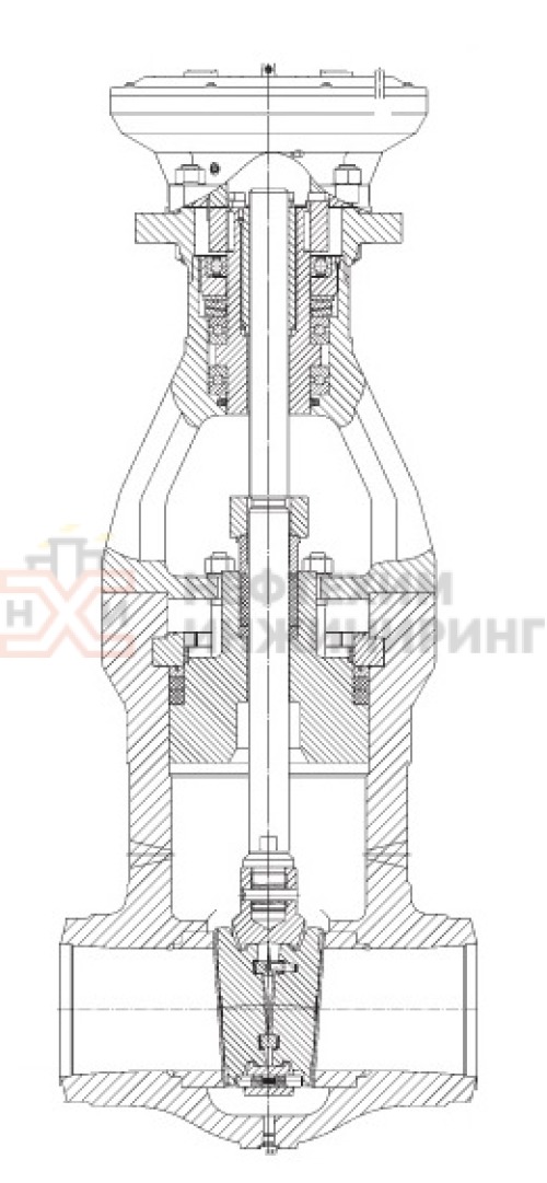 Задвижка запорная под приварку под электропривод 881-150-Э DN 150 PN 25,0 МПа Т545 °С, корпус ст. 15Х1М1Ф