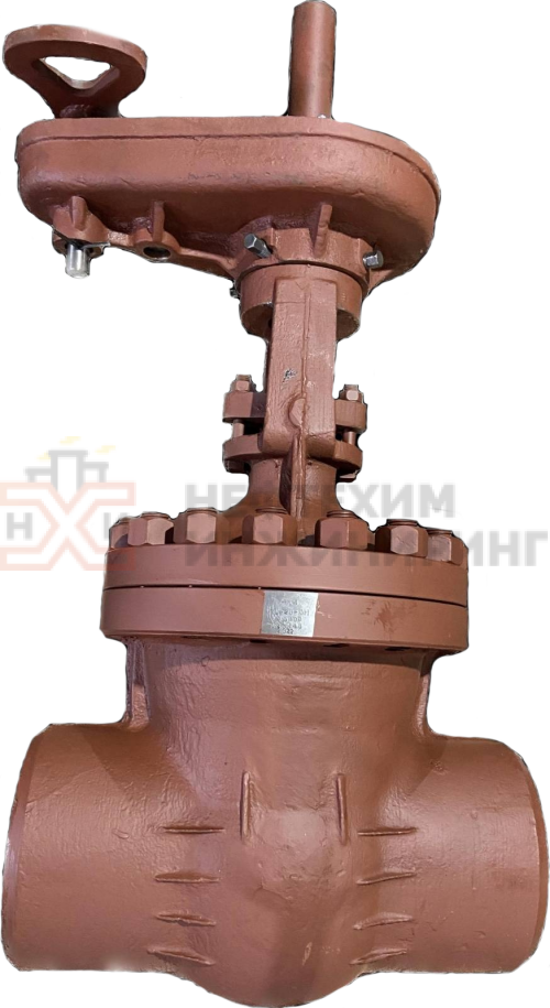 Задвижка запорная под приварку с цилиндрическим редуктором 2с-26-4 DN 300 PN 6,3 МПа Т425 °С, корпус ст. 25Л