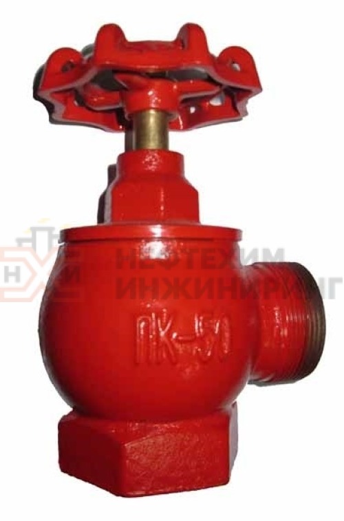 Клапан запорный сальниковый муфта-цапковый ручной 15кч11р DN 50 PN 1,6 МПа У3, корпус чугун, класс герметичности «А» по ГОСТ 9544-2015