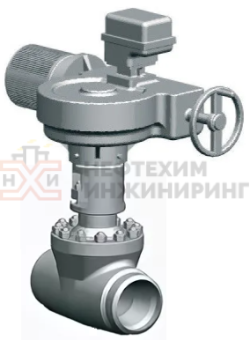 Задвижка запорная под приварку с электроприводом (ЭП-З-100-24-А2-05-В-У1) 1511-150-ЭН DN 150 PN 10,0 МПа Т450 °С, корпус ст. 15ГС